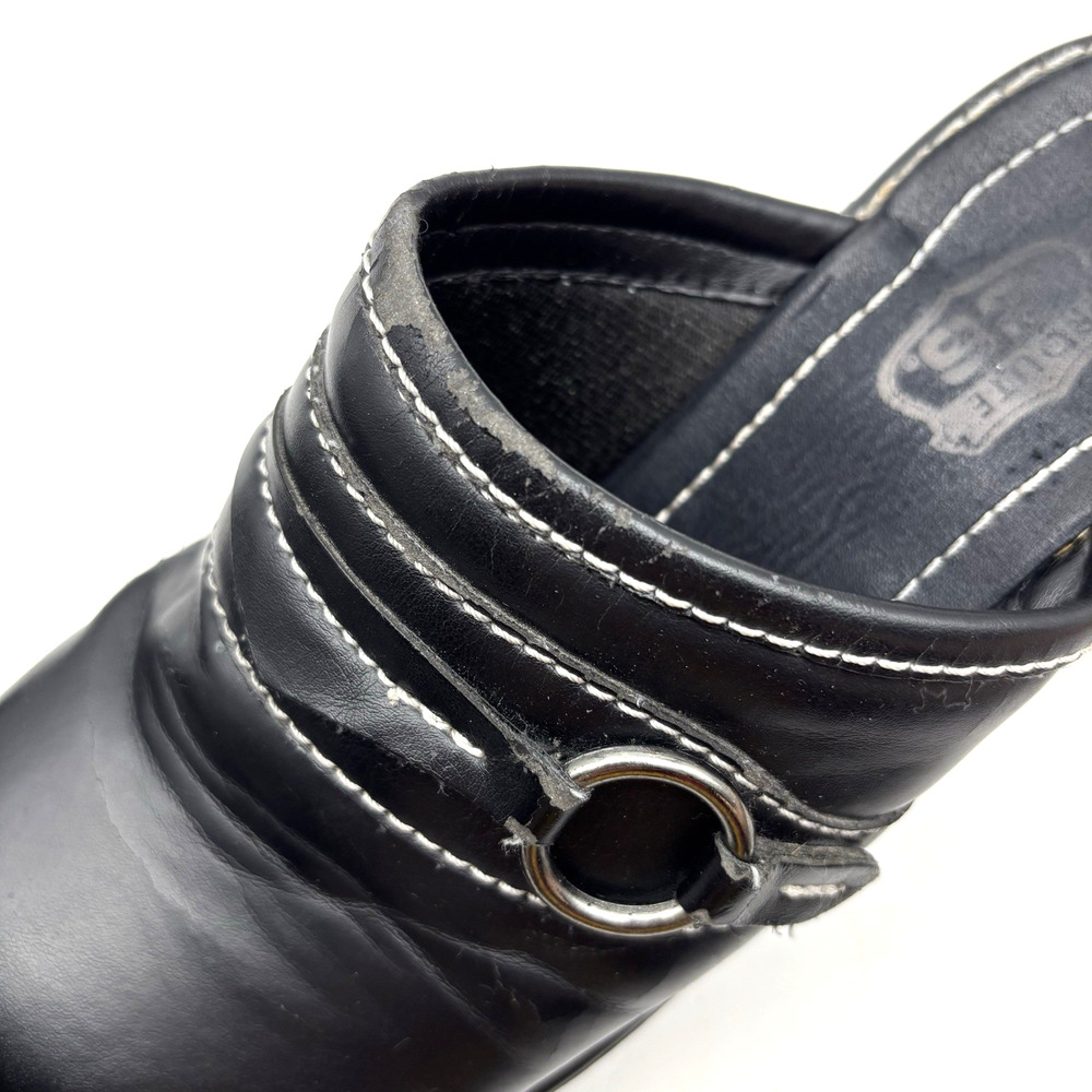 Vintage 90s Y2K Route 66 Black Faux Leather Chunky Platform O-ring Mules 7 - Picture 12 of 16